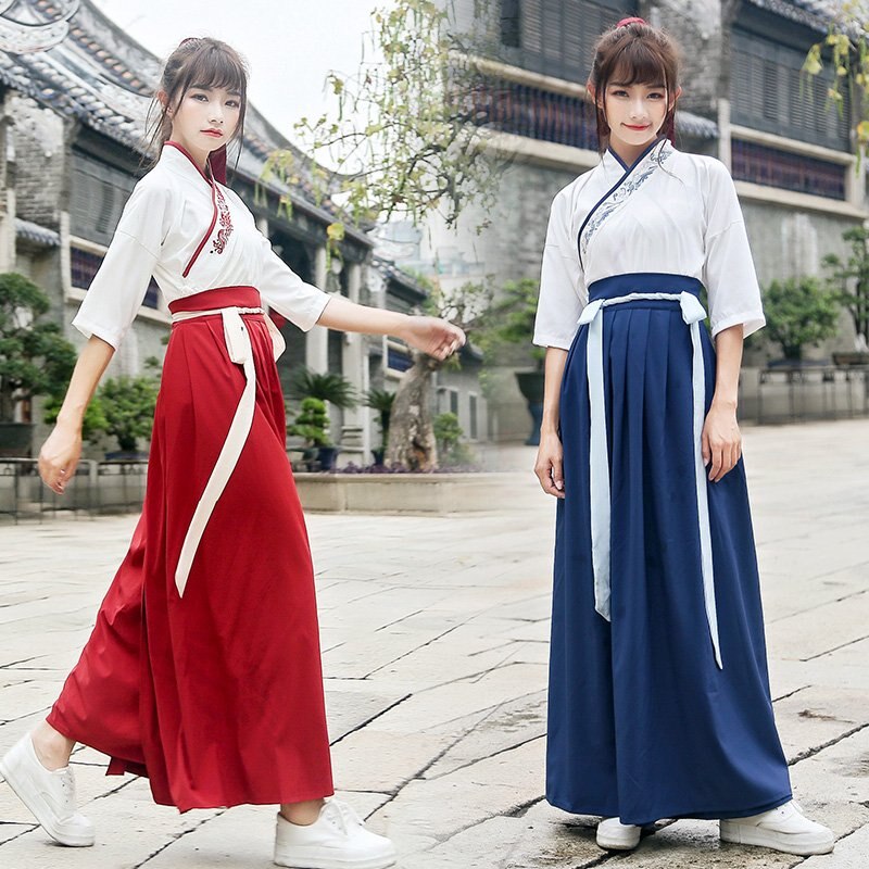 Hanfu Kostuum Chinese Stijl Borduurwerk Hanfu Kostuum Chinese Oude En Traditionele Vrouwen Kleding Volksdans Kostuum DQL1151