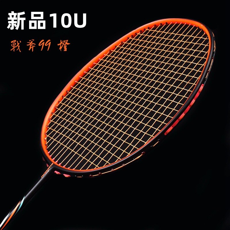 Volle Kohlenstoff Faser Leichteste 10U 52g Badminton Schläger Aufgereiht Max Spannung 30LBS Professionelle Schläger Mit Kasten Saiten Schläger-40: Muster B Orange