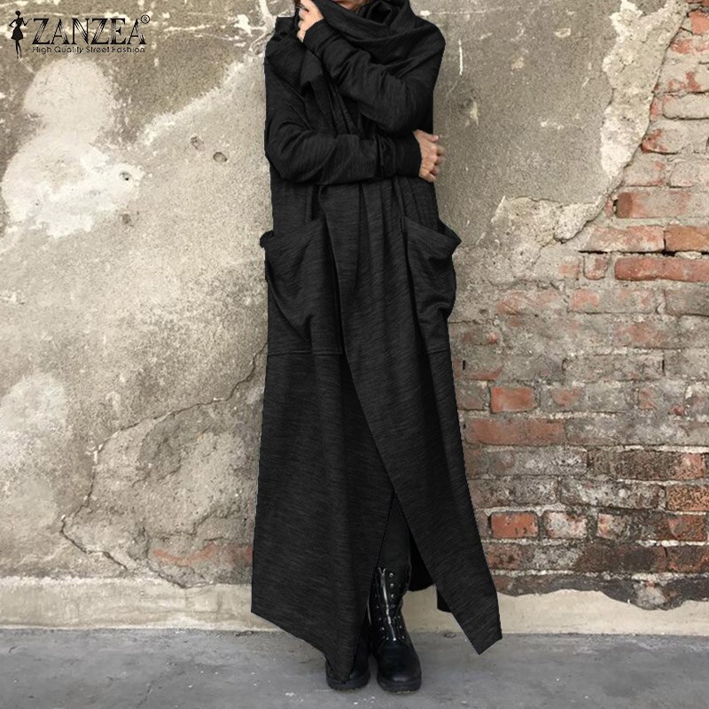 Winter Solid Hooded Jas ZANZEA Herfst Mode Onregelmatige Jassen Vestidos Vrouwen Casual Hoodies Lange Mouw Lange Vesten