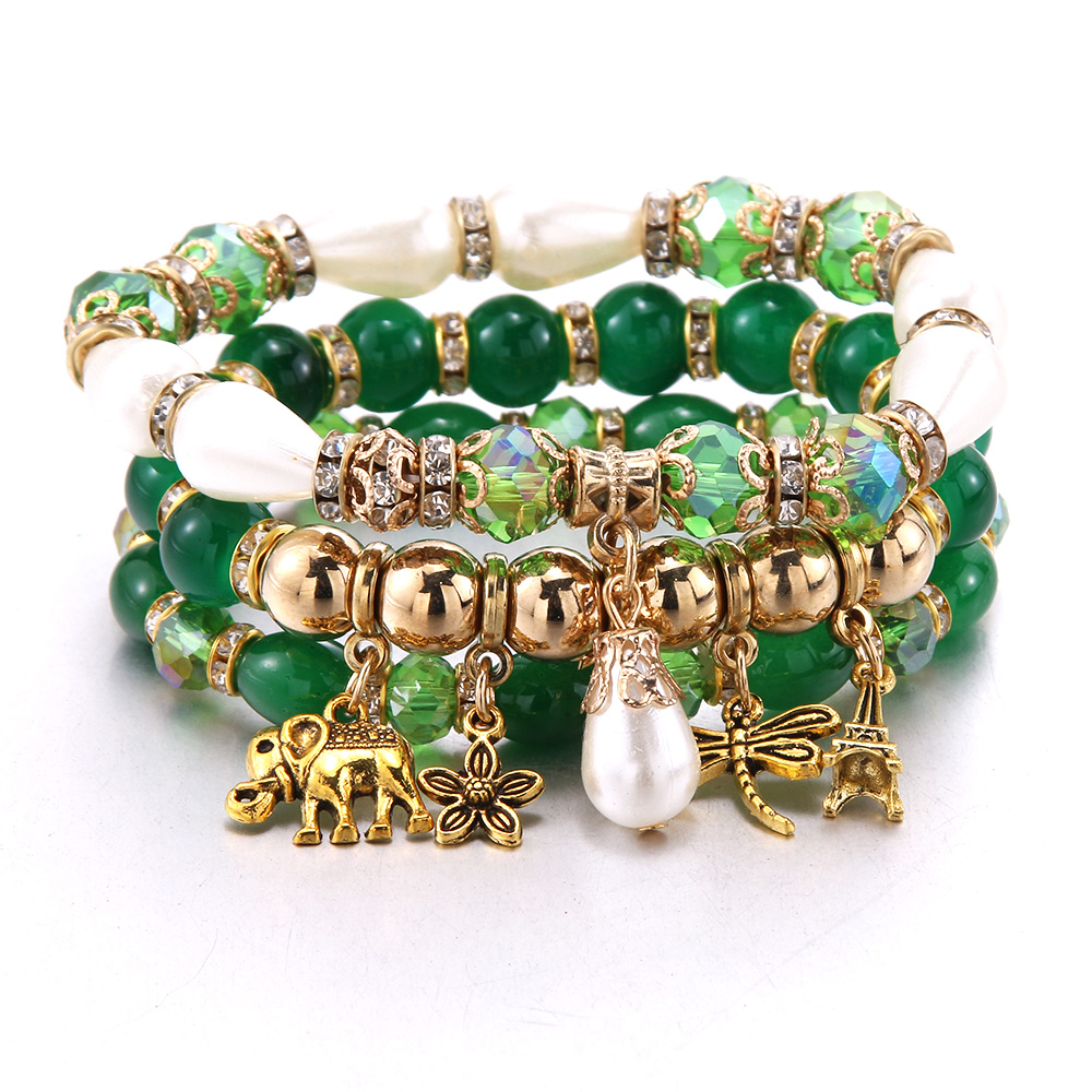 Bohemian Trend Women's Beaded Bracelet 3Pcs Mixed Color Resin Bracelet For Men's Luxury Jewelry Party Birthday: B3ZH-45