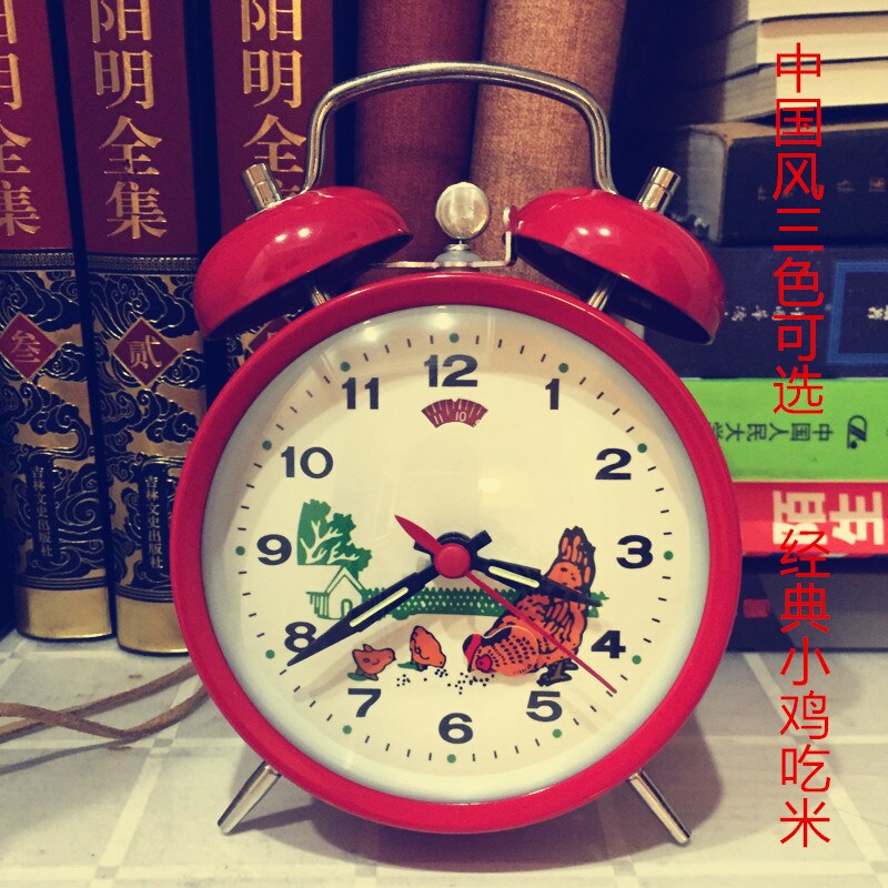 Reloj despertador mecánico de Metal ruidoso para niños, campana de reloj Vintage de pollo, reloj de escritorio, relojes de arroz, Ideas de
