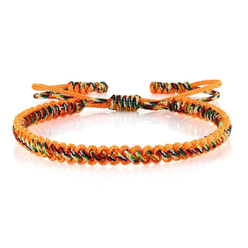Bracelet bouddhiste tibétain Original réglable à la main porte-bonheur breloques femmes fil Bracelets et Bracelets pour hommes Couples bijoux: orange-2
