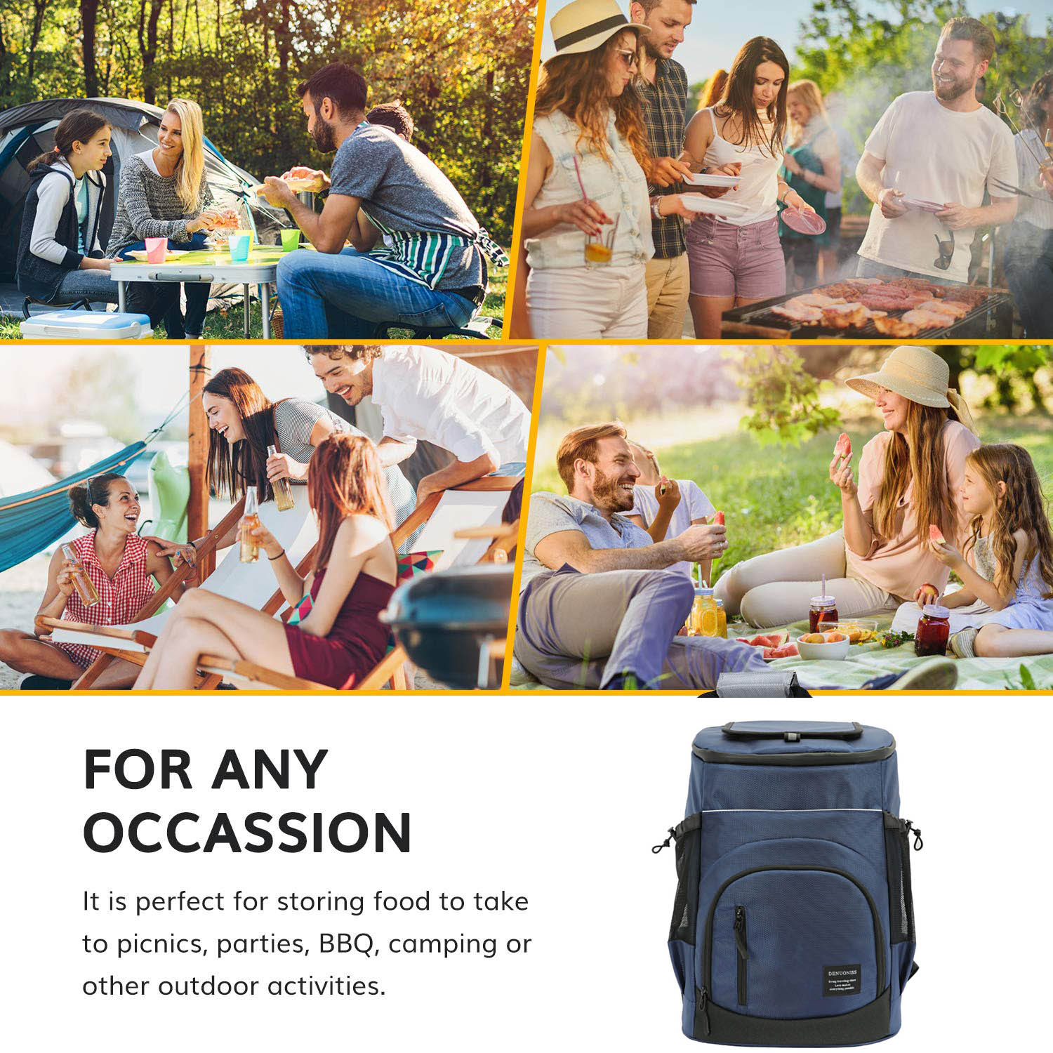 Zaino termico da campeggio zaino pranzo borsa isolata zaino per frigorifero isotermico borsa per porta alimenti borse da picnic grandi da 33 litri