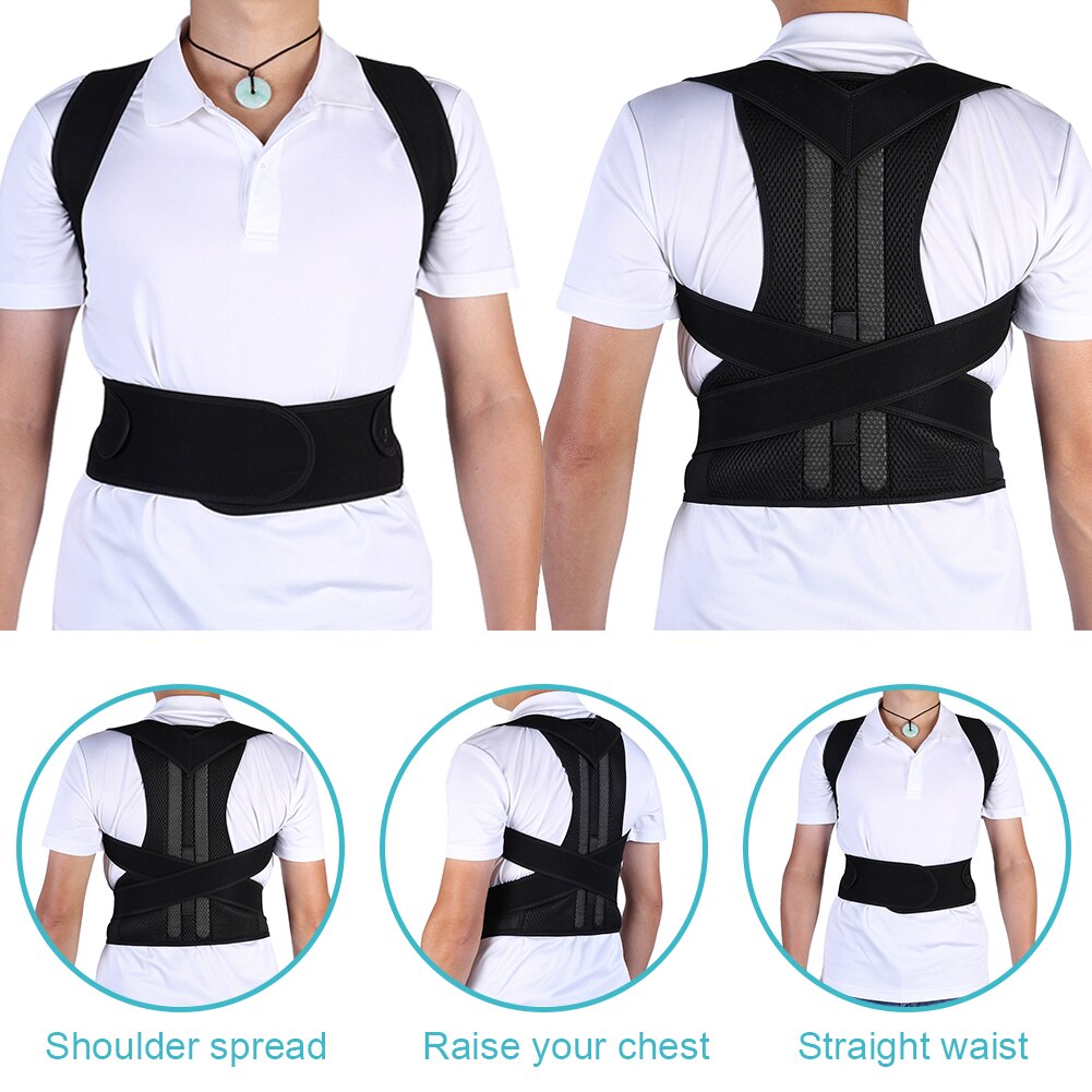 Verstelbare Houding Corrector Rugondersteuning Strap Schouder Lumbale Taille Wervelkolom Brace Pijnbestrijding Posture Orthopedische Riem