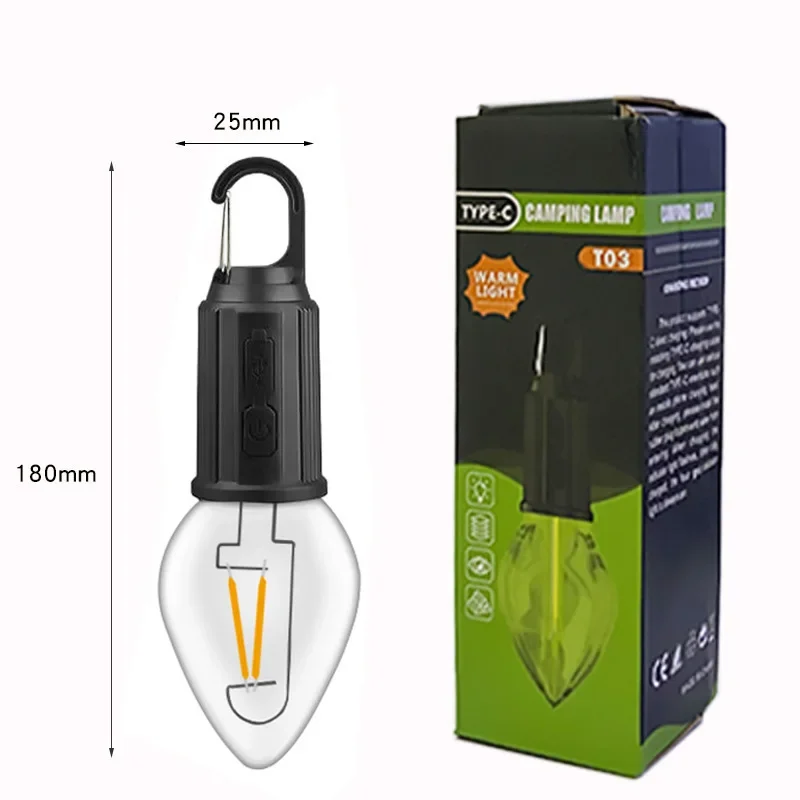 Linterna Retro para acampar, lámpara LED recargable por USB para tienda de campaña, luz impermeable para acampar, luz colgante para jardín al aire libre, lámpara para camino de calle y césped: 5 W