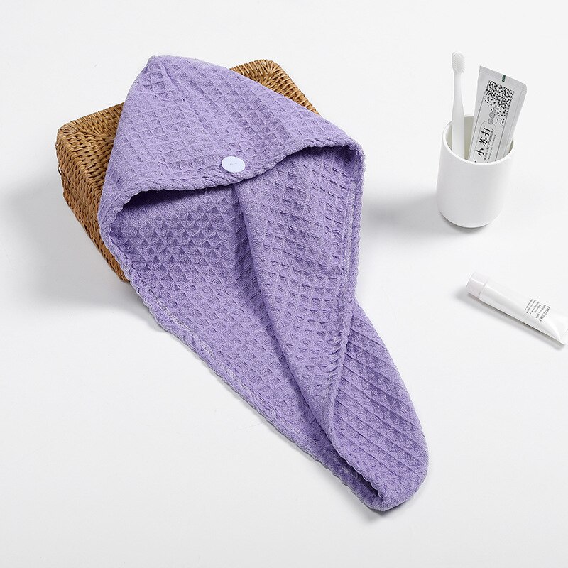 Witte Wafel Stof Magic Microfiber Haar Sneldrogende Droger Handdoek Cap Tulband Head Wrap Baden Wafel Handdoek: purple