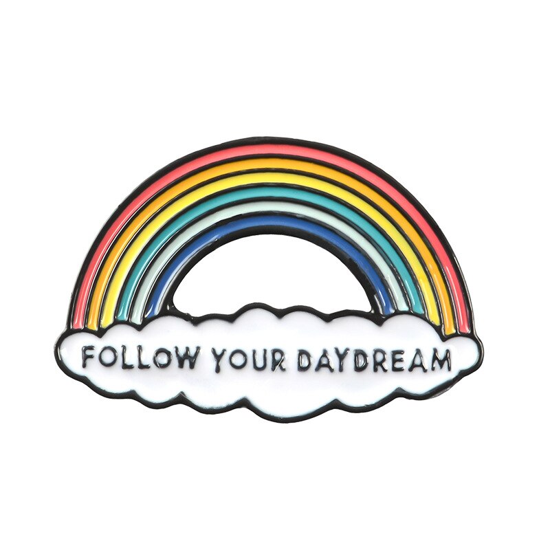1 Stuk Leuke Cartoon Badge Regenboog Corsage Set Rainbow Cloud Geschilderd Metalen Broche Zak Jas Decoratie Broche Badge Revers Pin: 3