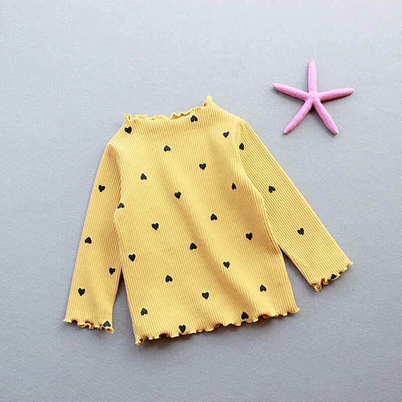 Zwy 483 herfst babymeisjes schattige trui kind liefde patroon print prinses lange mouwen top peuter katoenen casual kostuum blouse