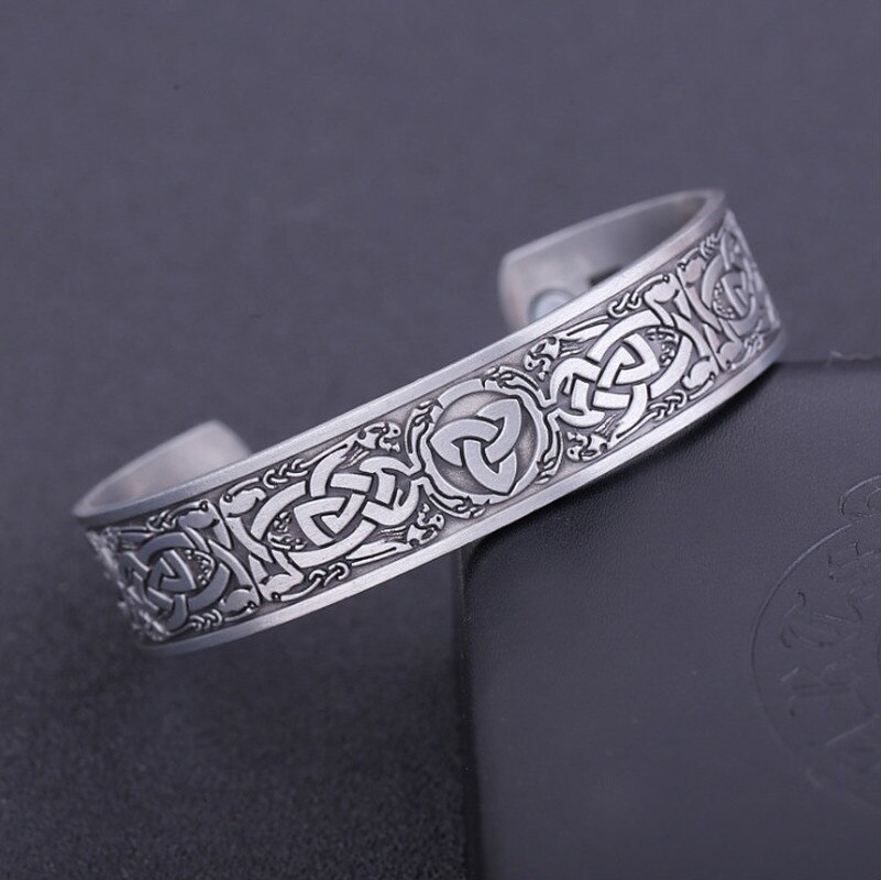 Mode Glamour Mannen Viking Manchet Armband Antiek Zilver Nordic Stijl Mannen Vintage Sieraden