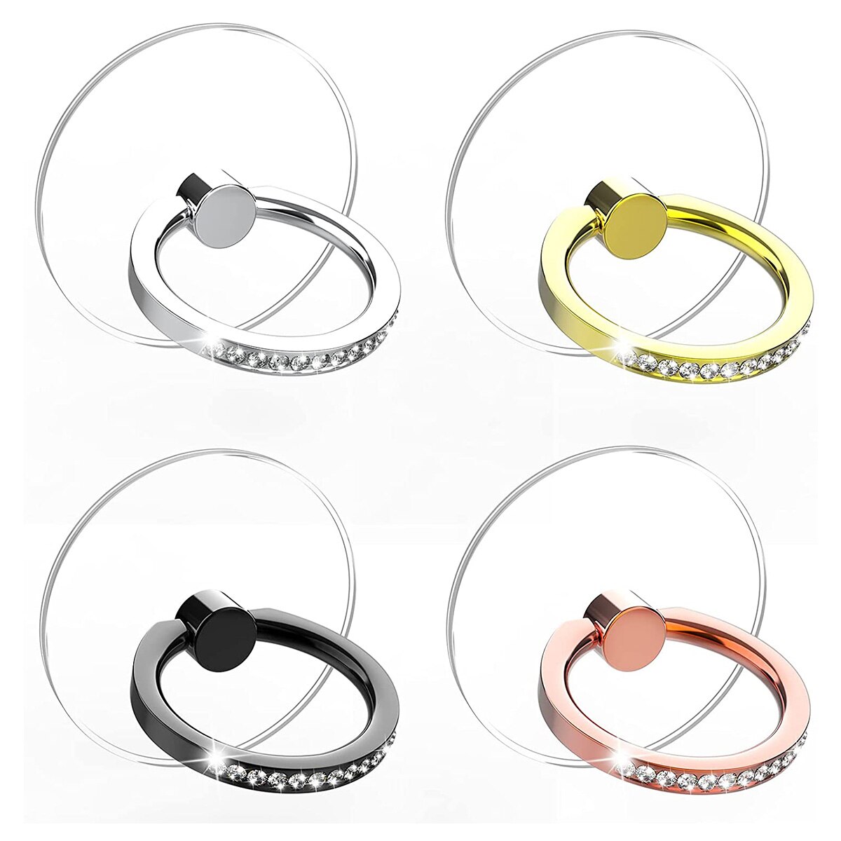 Diamentowy uchwyt na telefon komórkowy stojak przezroczysty uchwyt na palce wyczyść 360 ° stopni obrót Kickstand kompatybilny iphone: four color packs