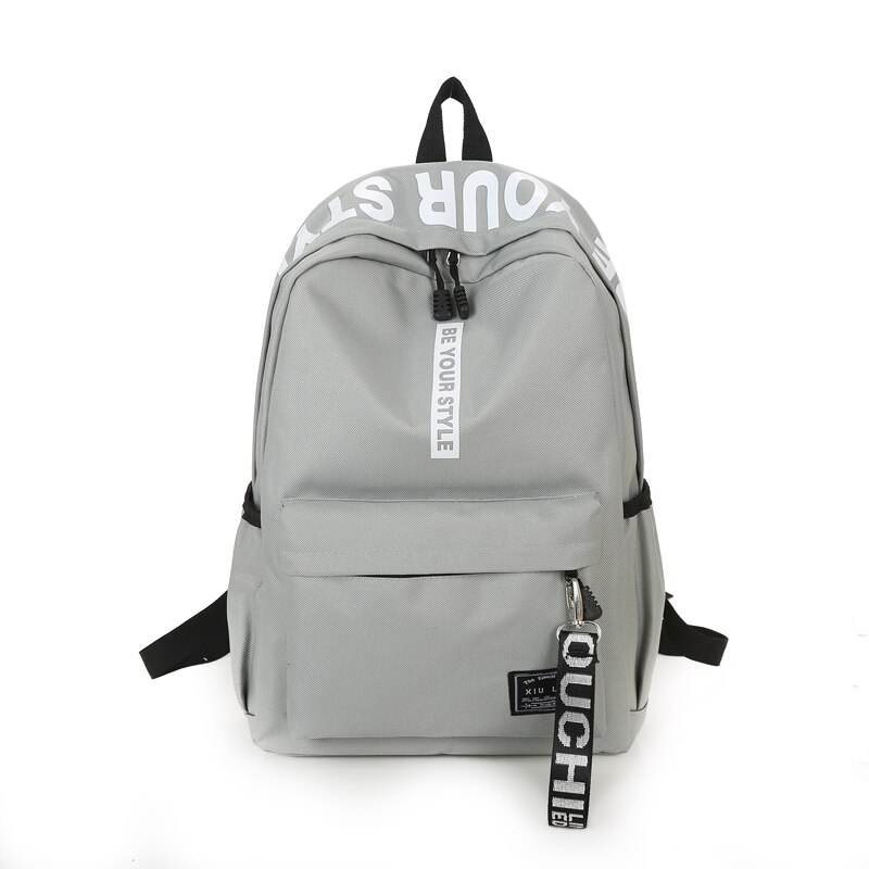 UOSC Black Women Backpack Female Nylon Teens Men Schoolbag Casual Style Student School Bags For Teenage Girls Back Pack Solid: gray