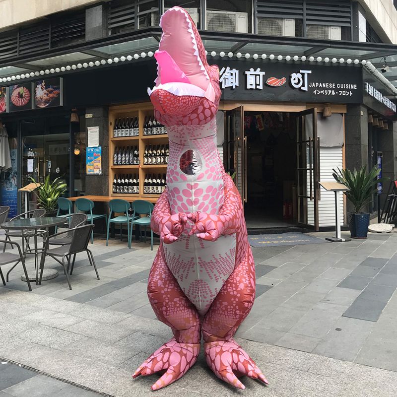 Trajes inflables de dinosaurio rosa, disfraz de actuación de adultos, vestido disfraz de Halloween, de Pascua, traje de explosión