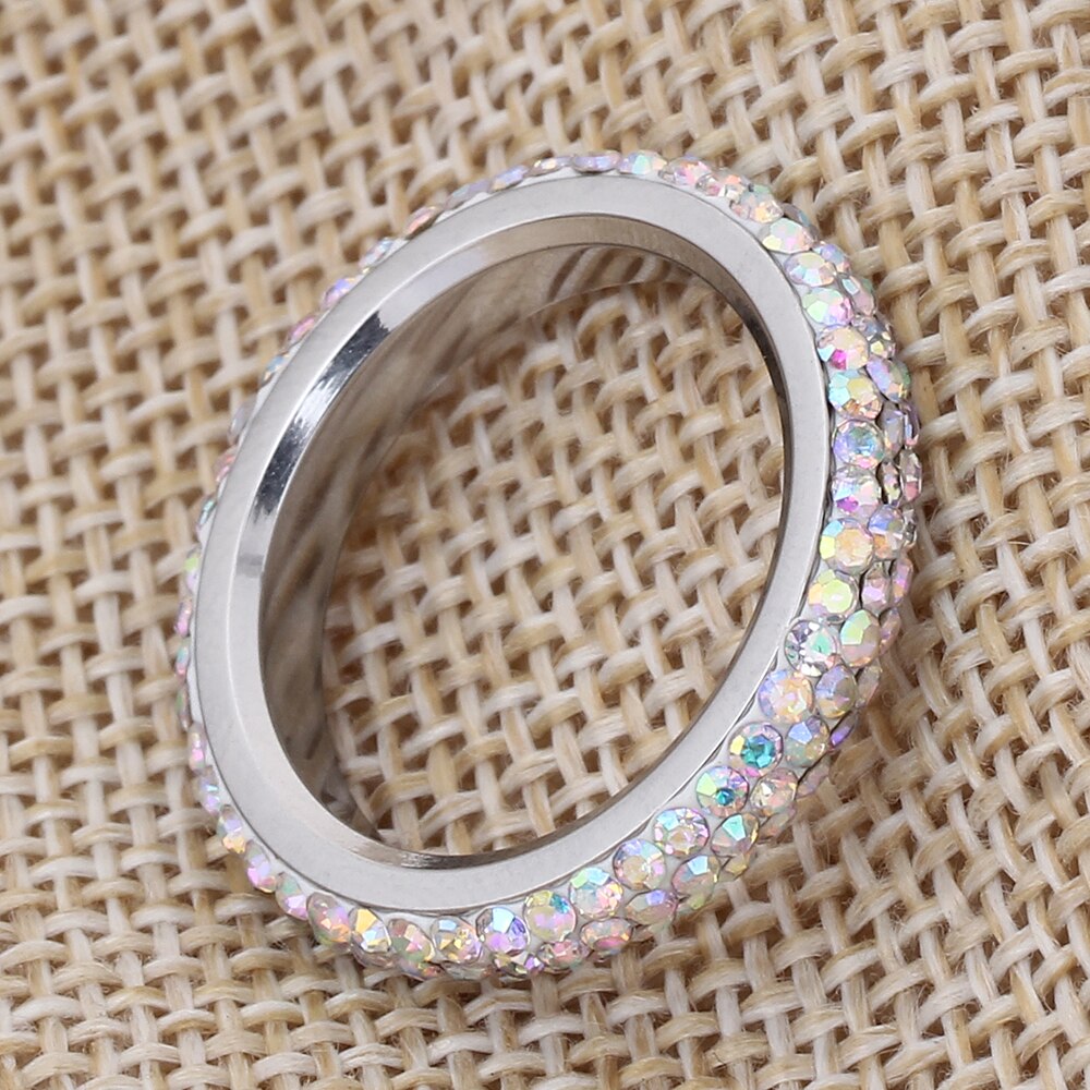 NIBA Stainless Steeing Women Wedding Ring For Women AB Colored Ring Pave Clear Zircon Party Jewelry Accessories