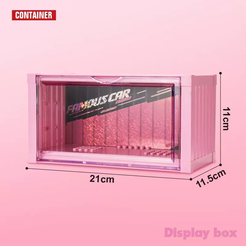 Aufbewahrungsbox mit seitlicher Öffnung für staubfreie Lagerung, DIY-Bausteine, Rennwagen-Aufbewahrungsbehälter: M / Rosa