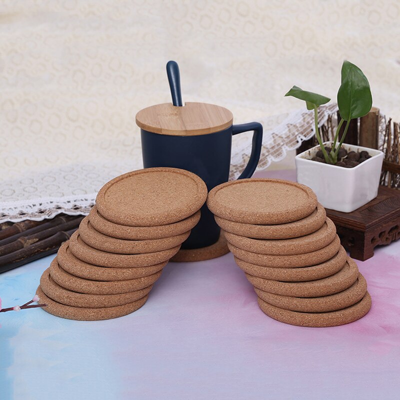 2 stk runde korkunderlag sett kaffekopp matte drikke te pute placemats varmeisolering gryteholder saken til bordmatter dekor