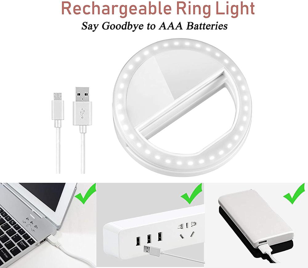 Selfie Ring Licht Voor Iphone, clip Op Selfie Licht Met 3-Niveau Helderheid Voor Telefoon/Camera & Telefoon Make