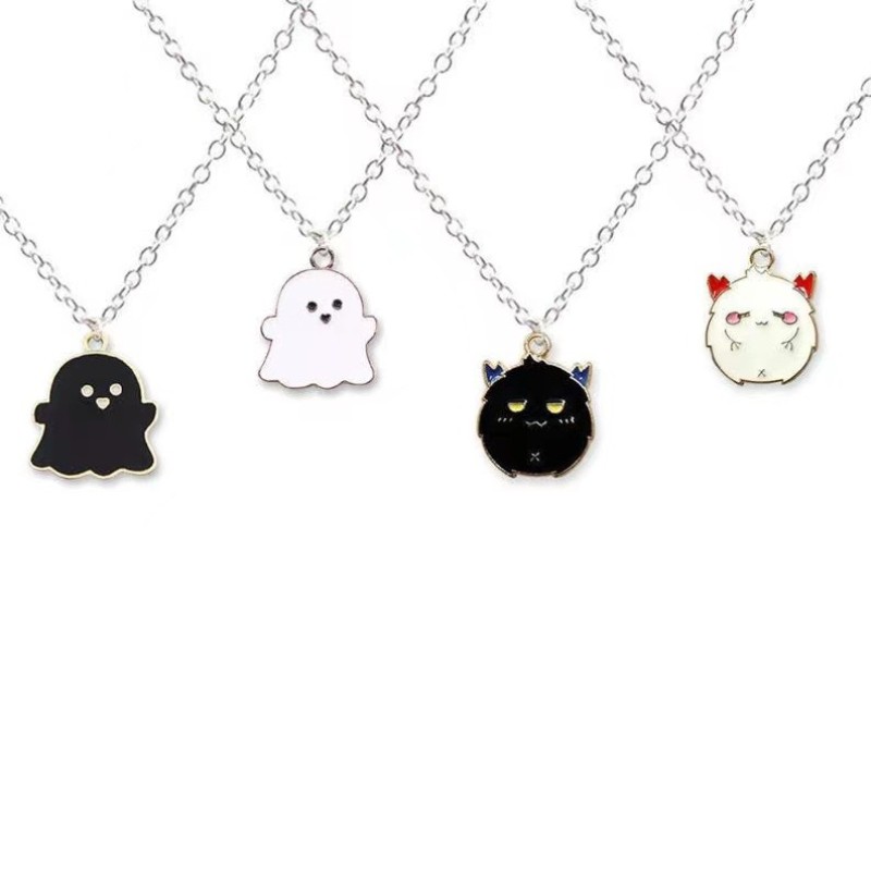 Collar pequeño diablo blanco en la espalda, gargantilla de cuello con cadena para clavícula para mujer, joyería, , gratis