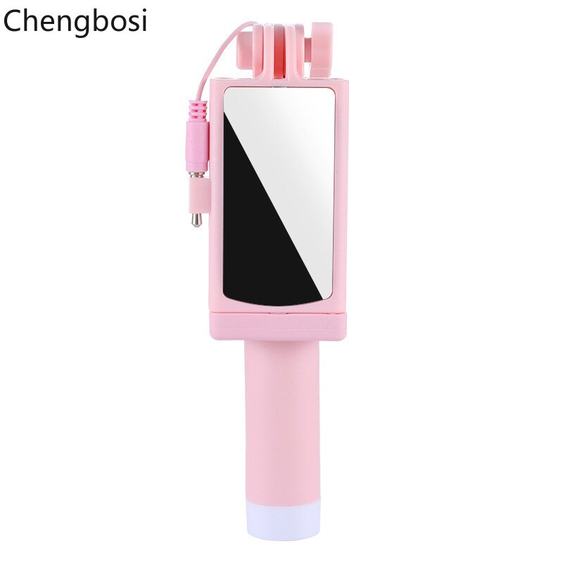 Universal wired selfie stick with mirror for iphone 6 5 xiaomi android phone, candy monopod, palo selfie stick tripod holder