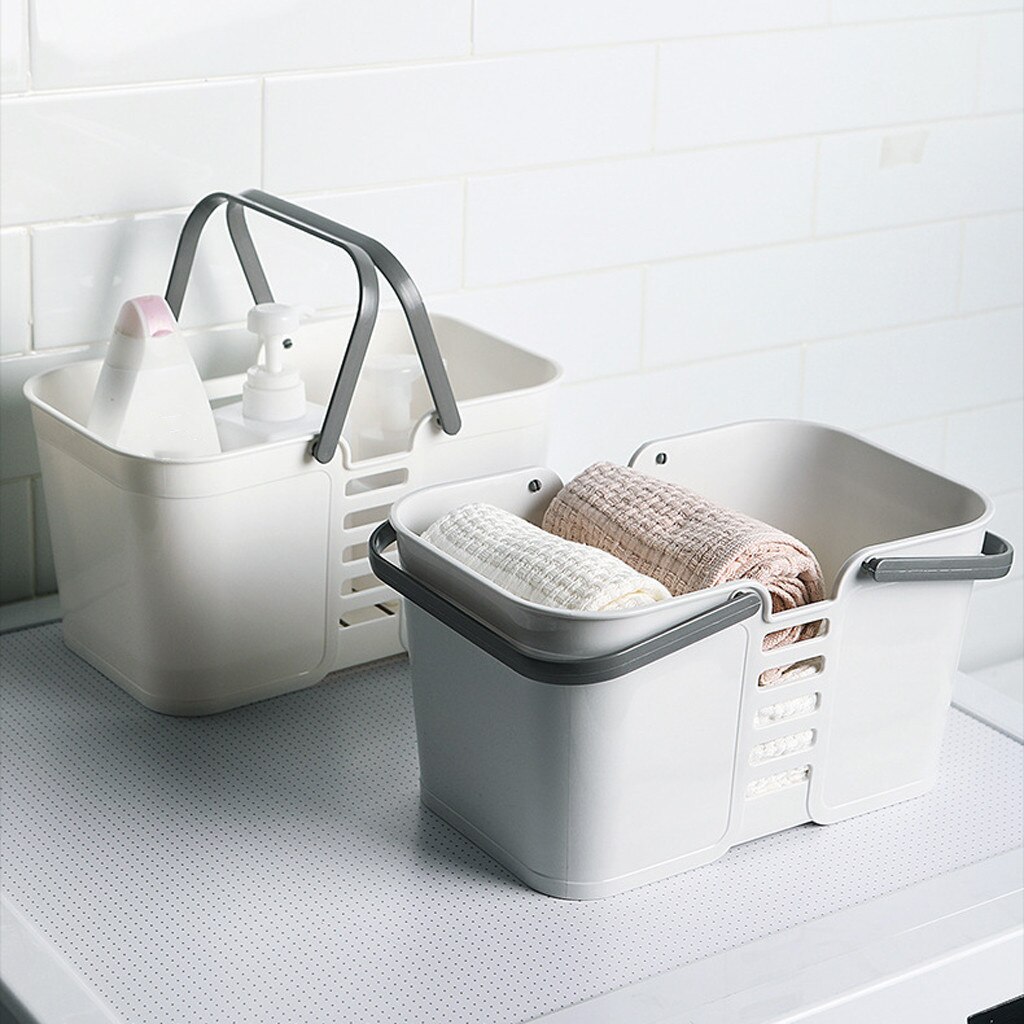 Portable Bath Laundry Basket Bathroom Toiletries Storage Box Holder Organizer Plastic shower basket bathroom storage FD