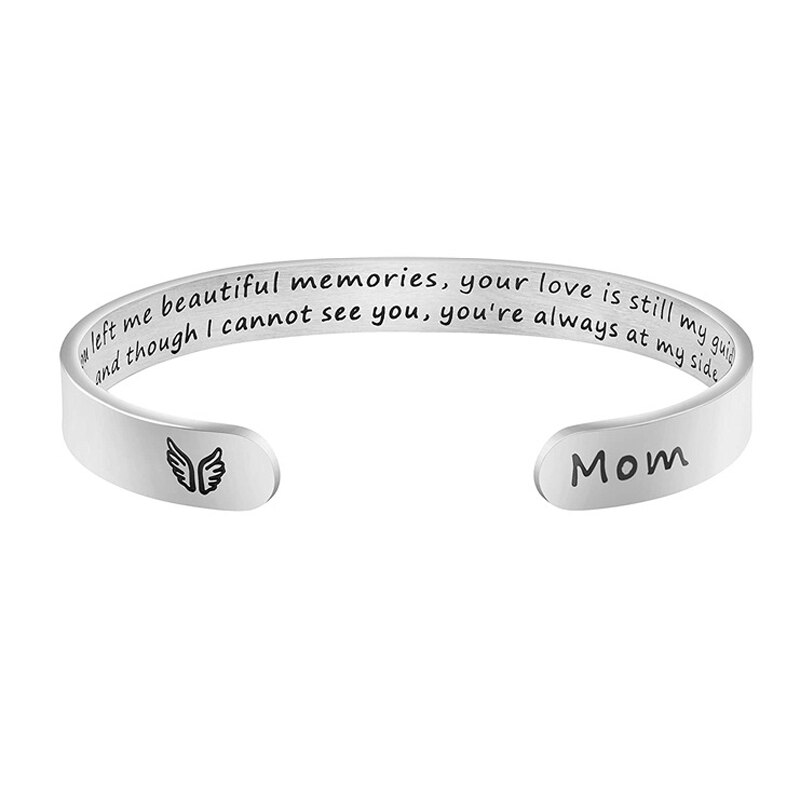 In Memory Of for Loss of Mom Memorial Jewelry Sympathy Bracelet Secret Message Engraved Grief Bereavement: Default Title