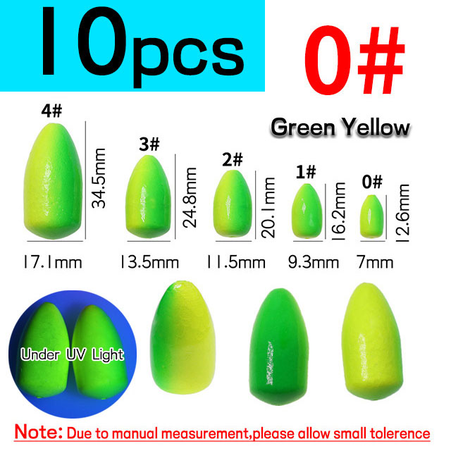 Bimoo 10 stücke Oval Angeln Rig Float Bobber Fluoreszierende Schaum Perlen Für Pompano Snappers Wels Salzwasser Angeln Boden Rigs: 10pcs GY size 0
