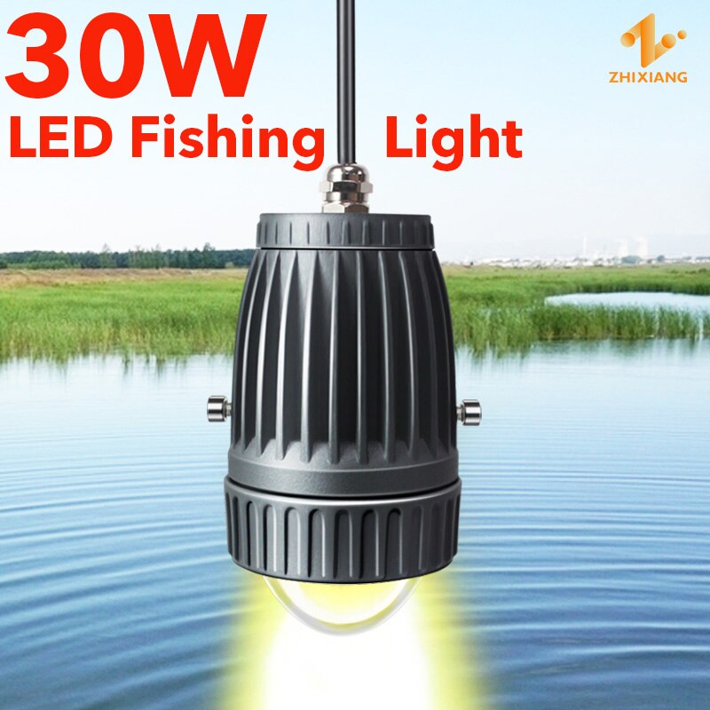 30W Spotlight Deep Water attract fish light White Yellow color Submersible Underwater Fishing Light