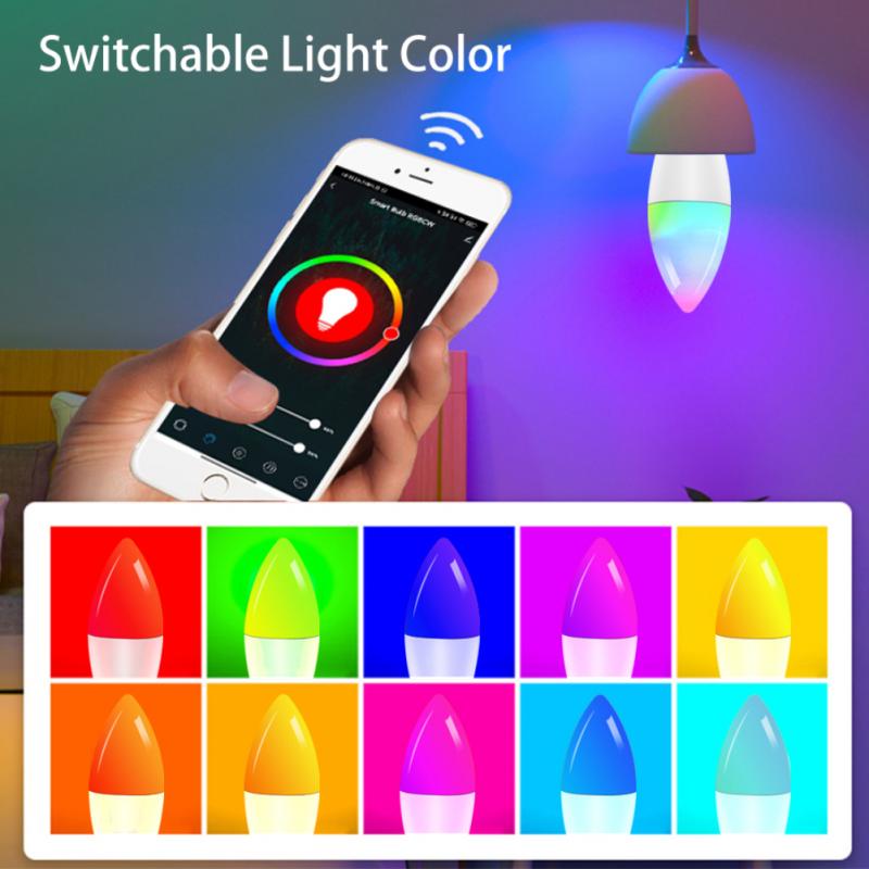 Tuya Wifi Smart Light Bulb E14 Candle Lamp RGB+CW+WW 5W 7W 9W Smart Life APP Voice Control Compatible Alexa Google Dimmable Home