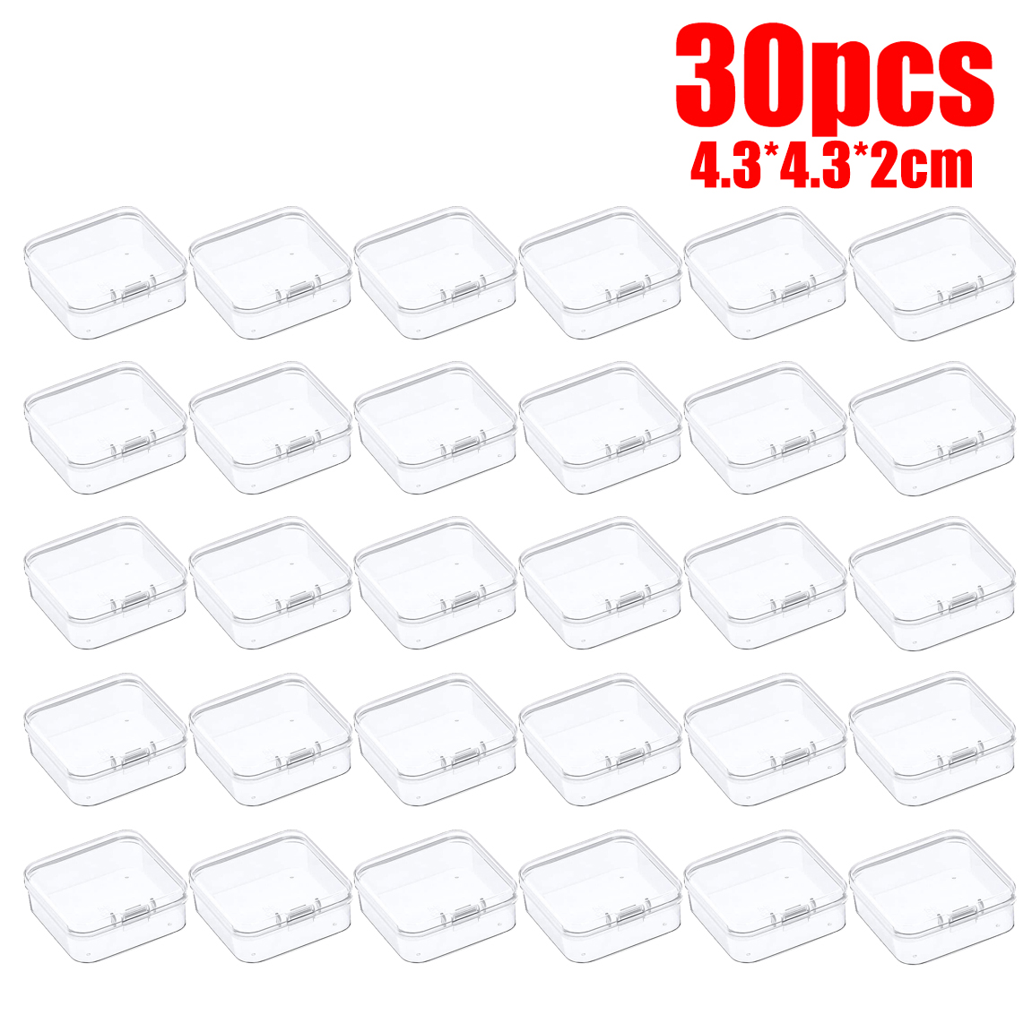 Mini contenedores transparentes de 6-48 Uds., caja de almacenamiento de cuentas cuadradas de plástico para cuentas, joyería, manualidades, juego de mesa, organización de piezas al por mayor: Rojo