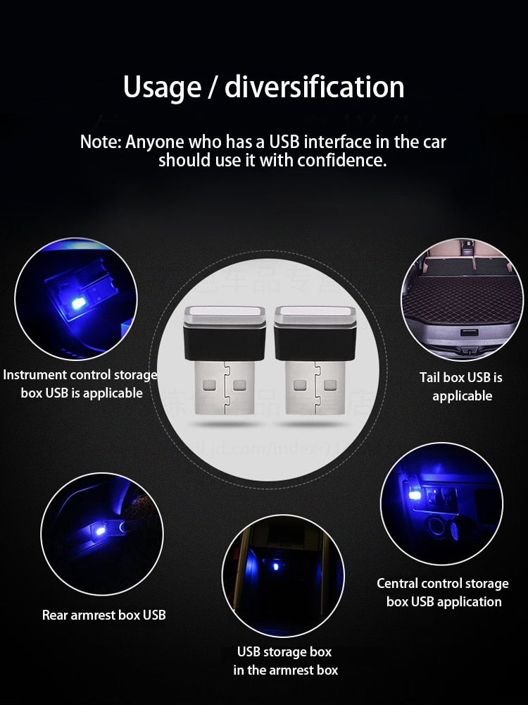 Car Atmosphere Lights LED Mini USB Cigarette Lighter Decorative Lights Car USB Light For Convenience of Finding Things