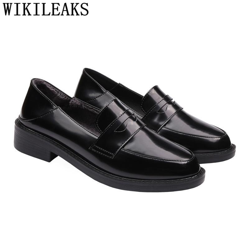 Chaussures coréennes chaussures noires pour femmes chaussures Oxford pour femmes mocassins Creepers Harajuku Sapato Feminino Couro Mocassin Femme Sapatos