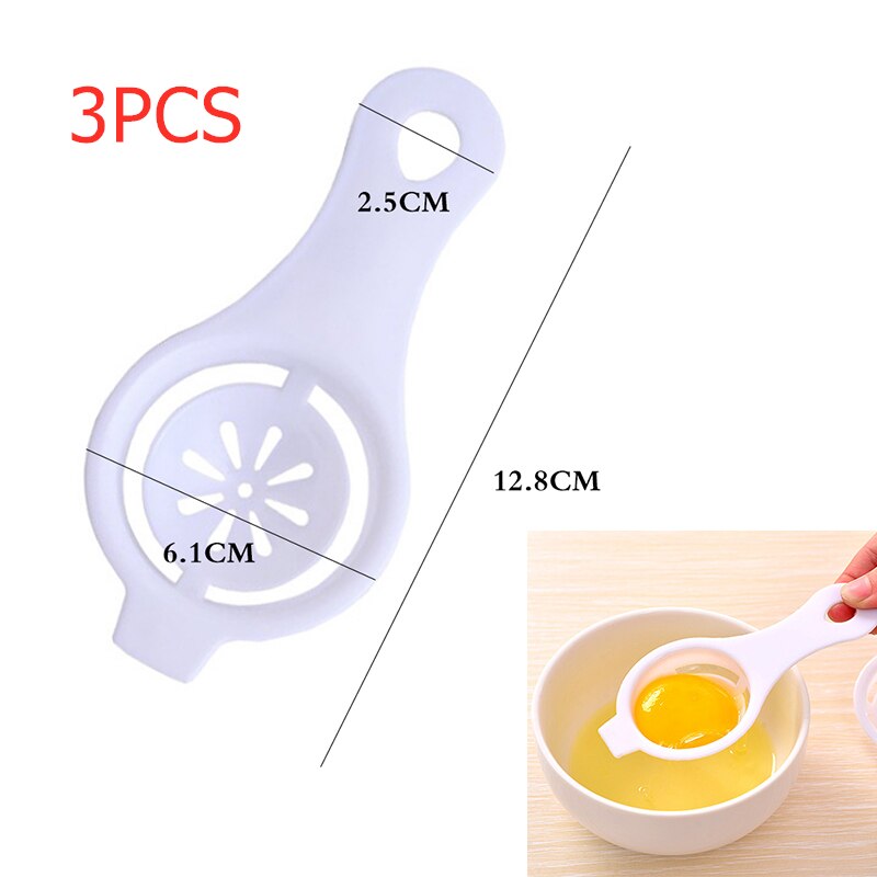 Egg Separator Tool 1PC Stainless Steel Egg Yolk White Separator Cooking Tool Kitchen Gadget Eggs Tools: 3pcs Plastic white