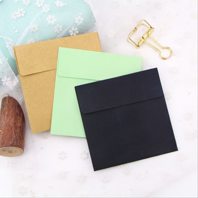 Mini envelopes de papel quadrados coloridos, 10x10cm, para felicitações, envelopes de papel, 10 peças