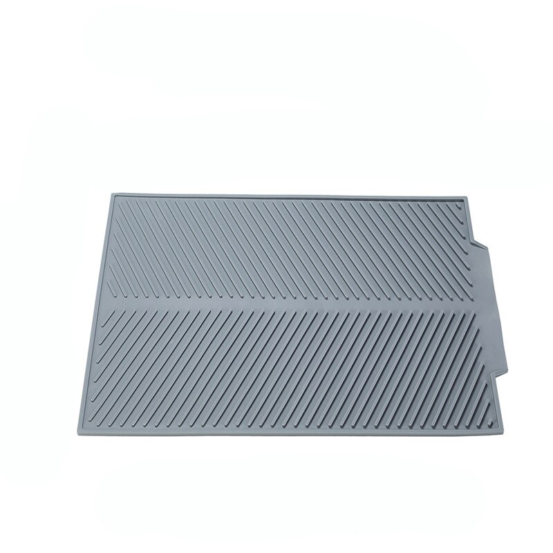 EPASUN 51x41cm Large Kitchen Dish Drying Mat Water Filter Silicone Drain Cushion Pad Countertop Fast Drying Mat Dishes Placemat: Grey