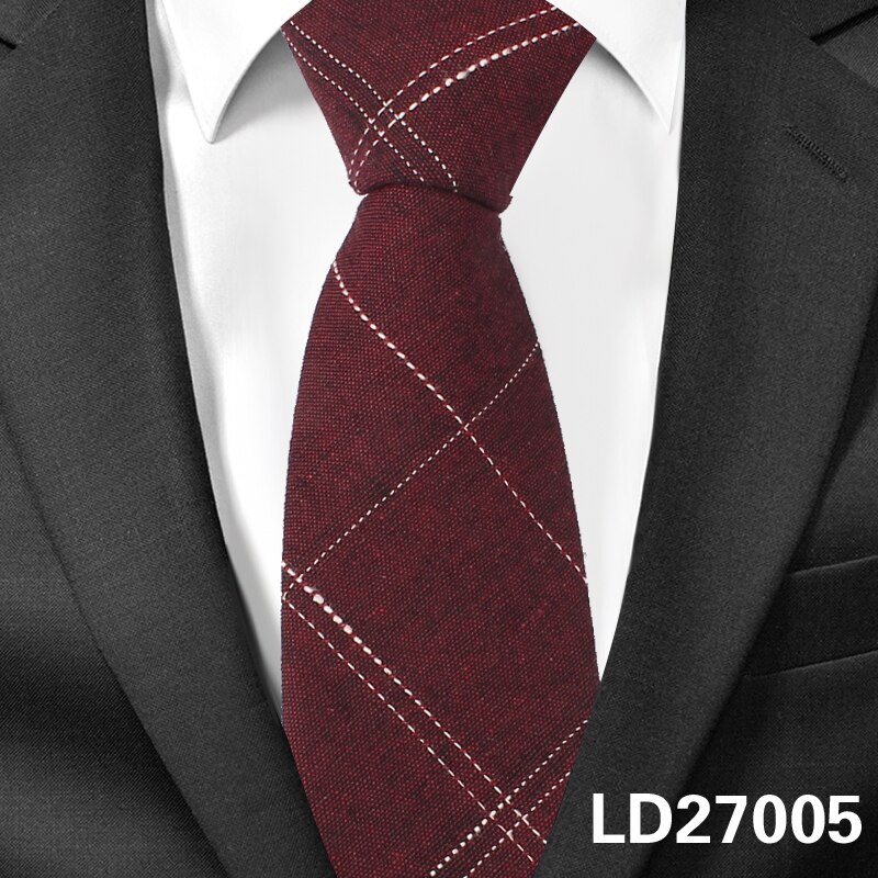 Jeans Neck Ties For Men 6cm Skinny Denim Cotton Ties Casual Solid Necktie Plaid Narrow Gravata Business Suits Tie: LD27005