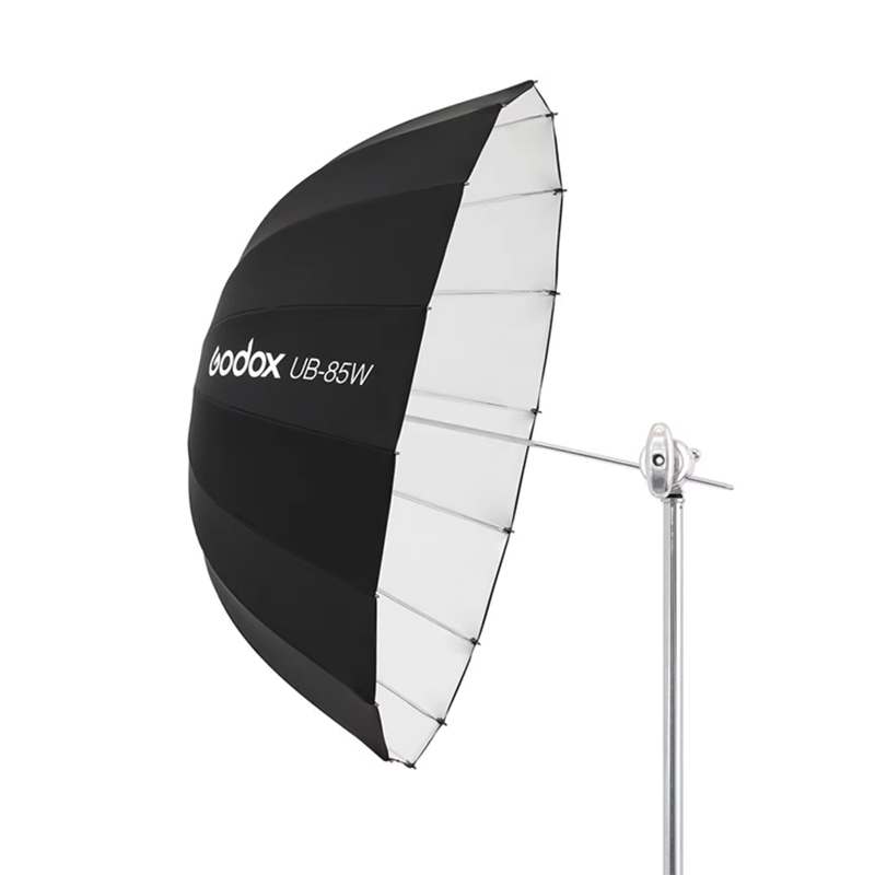 Godox UB-85W 33,5 in 85cm parabolisch schwarz weiß reflektieren der Regenschirm Studio Lichts chirm mit schwarz silbernem Diffusor abdeckung stuch: Schwarz