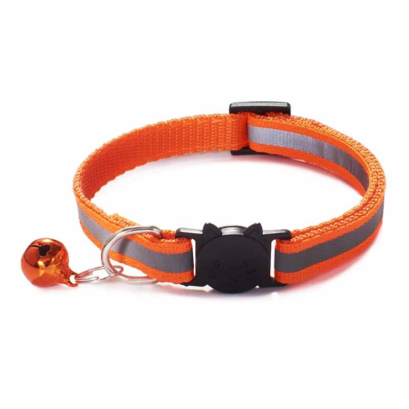 Huisdier Halsband Reflecterende Verstelbare Kat Leash Ketting Bel Halsbanden Voor Katten Puppy Accessoires Gatos Chiens Mascotas Dla Kota: Orange