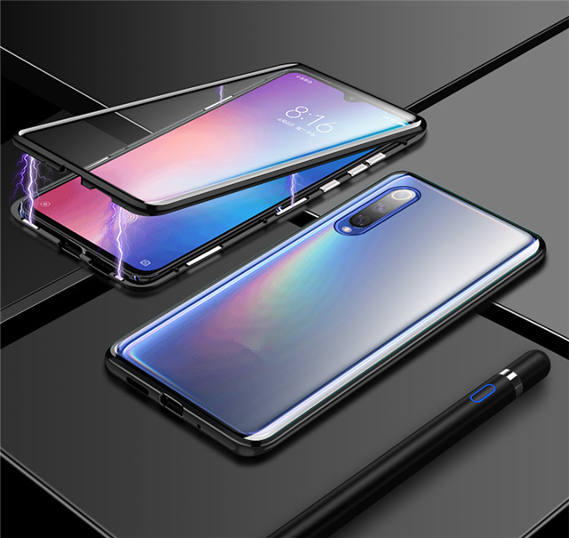 Magnetic case on the For samsung Galaxy A50 a70 a30 a20 a 30 50 70 Double sided Glass a305F a205F a505F a705F Metal coque: a30 / black