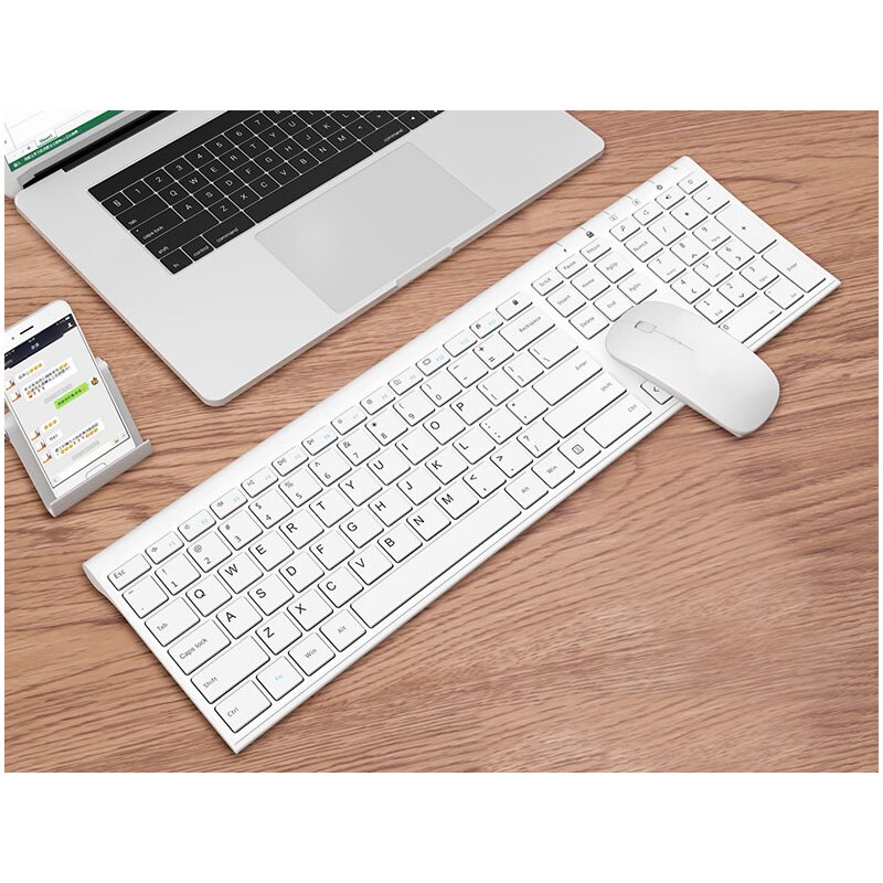 B.O.W 2.4Ghz Wireless Keyboard, 10 Keys Slim Matte Metal Ultra thin Rechargeable Full Size Keyboard Kits with Nano USB Receiver