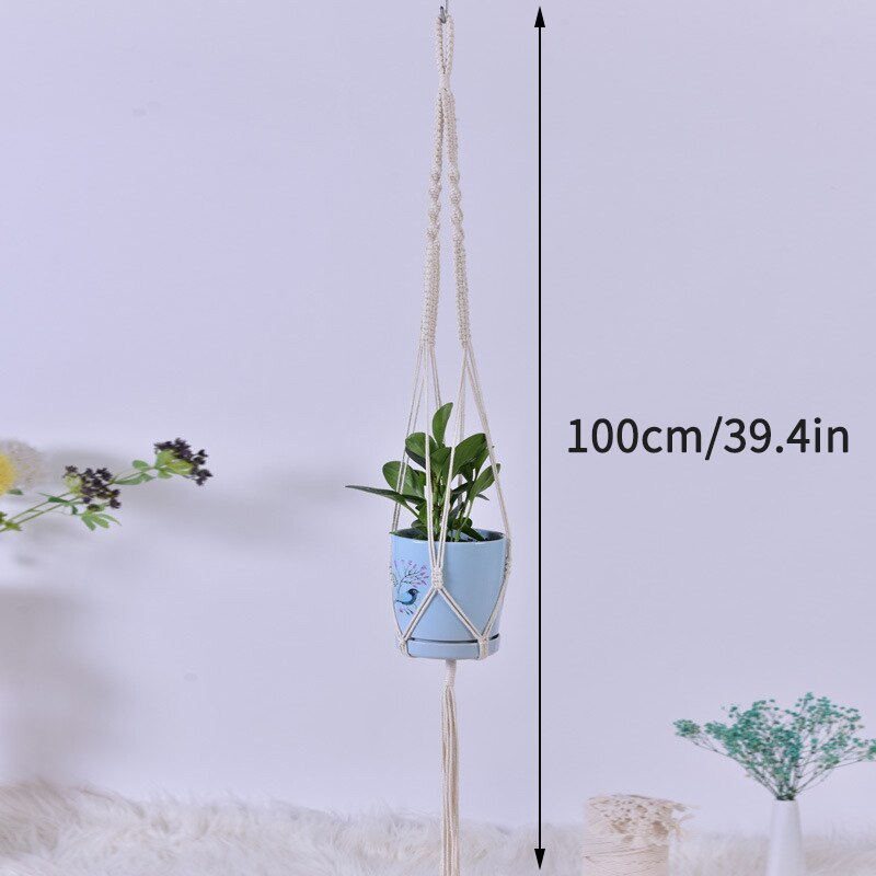 Vintage Hanging Flowerpot Net 100% Cotton Handmade Hanging Baskets Macrame Plant Hangers Flowerpot Holder Basket Home Decor: 19-3