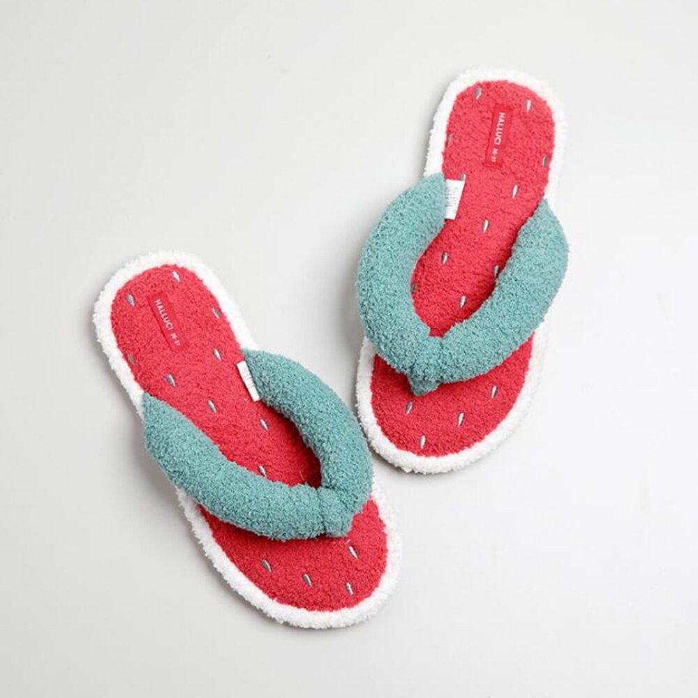 Watermeloen dames slippers thuis binnenschoenen imitatiebont warme schoenen dames instappers dames bont slippers  sh520