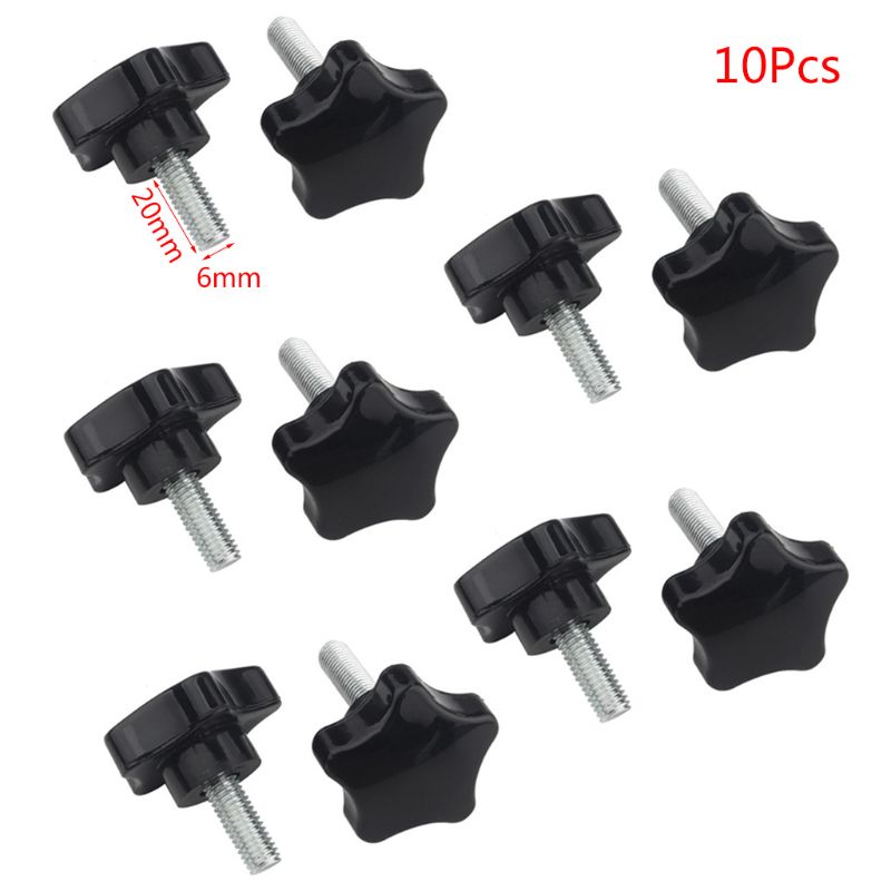 10PCS M6/M8 Hand Schraube Fünf-Stern Förmigen Kopf Gewinde Spann Schrauben Bolzen Knopf: 6-20