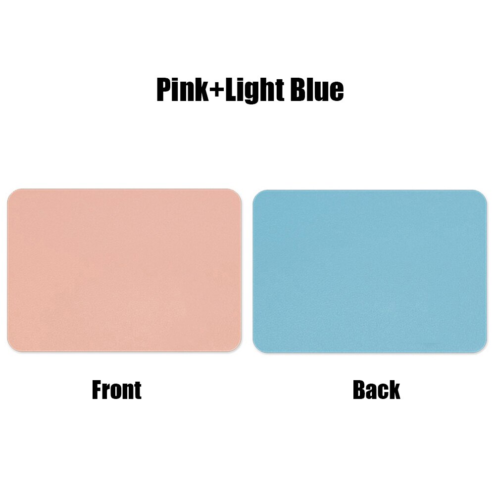 23 X 20cm Double-sided Mouse Pad Leather Gaming Mice Mat Desk Cushion Anti-slip Comfortable For Laptop PC MacBook: Pink Light Blue