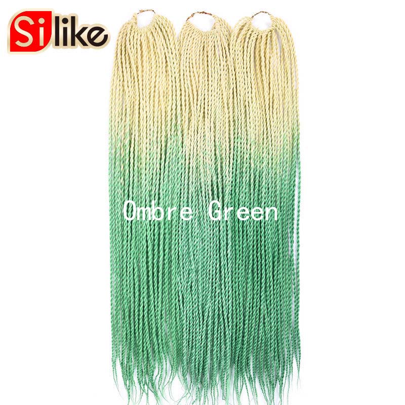 Silike 24 inch Ombre Senegalese Twist Hair Crochet Braids 30 Roots Pre-looped Synthetic Crotchet Braiding Hair for Women: T1B/Blue
