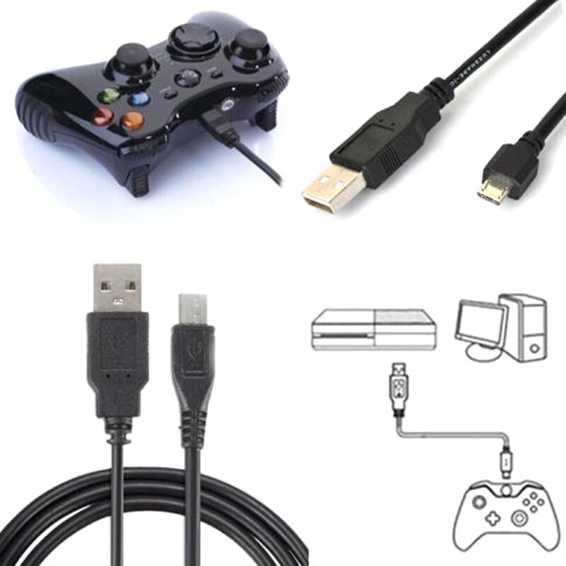 1M Long USB Charger Cable Play Charging Cord Line for Playstation PS4 4 Wireless Controller black