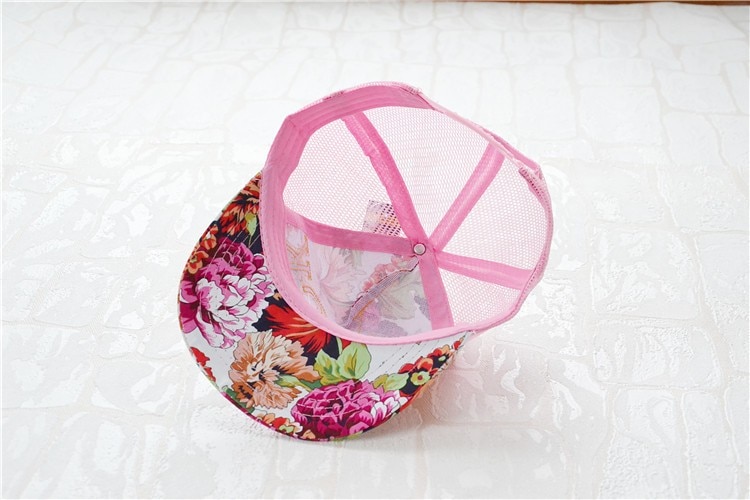 2018 Flores de Impressão Rocha Verão Sol Bonés de Beisebol Das Meninas Dos Meninos Do Bebê Verão das Crianças Malha Caps Chapéu Snapback