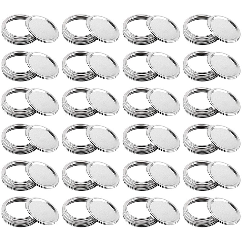 Lot De 24 Couvercles De Mise En Conserve En Fer-blanc - Pour Bocaux à Large Ouverture (86mm) - Étanches, Lavables Au Lave-vaisselle - Avec Espace Pour Noter La Date - Dorés - 12