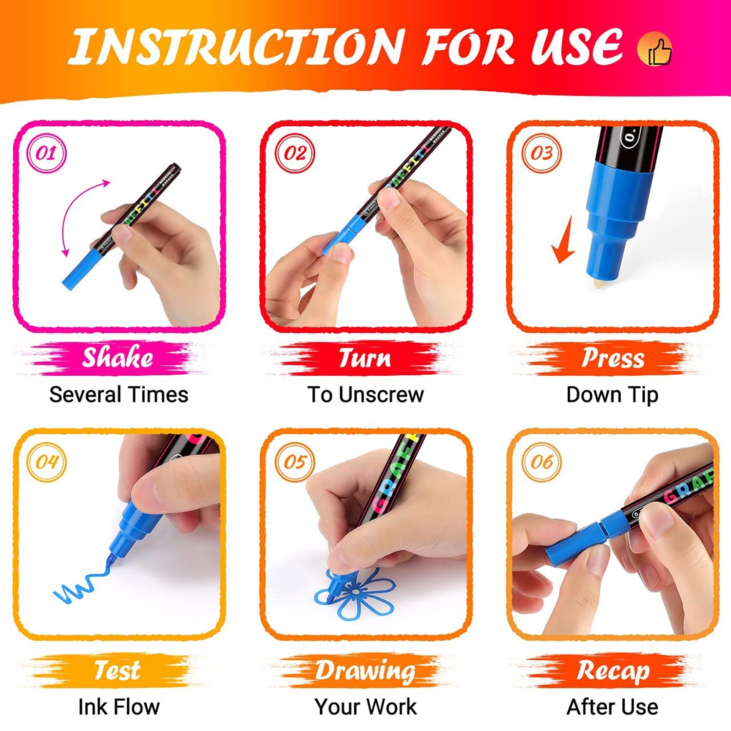 Acrylic Paint Pens 0.7mm/2.0mm Tip Marker Pens for DIY Craft Projects Waterproof Permanent Paint Art Marker for Rock Painting