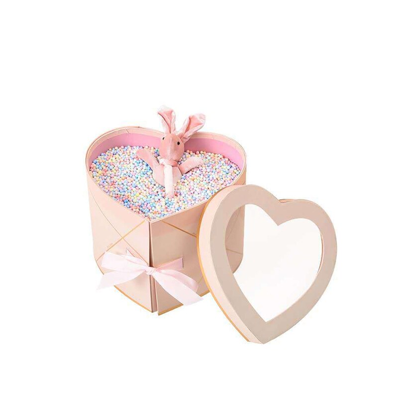 Two Layers Love Shape Rotating Box Paper Box Flower Box Packing Box DIY Decor Festival Favors