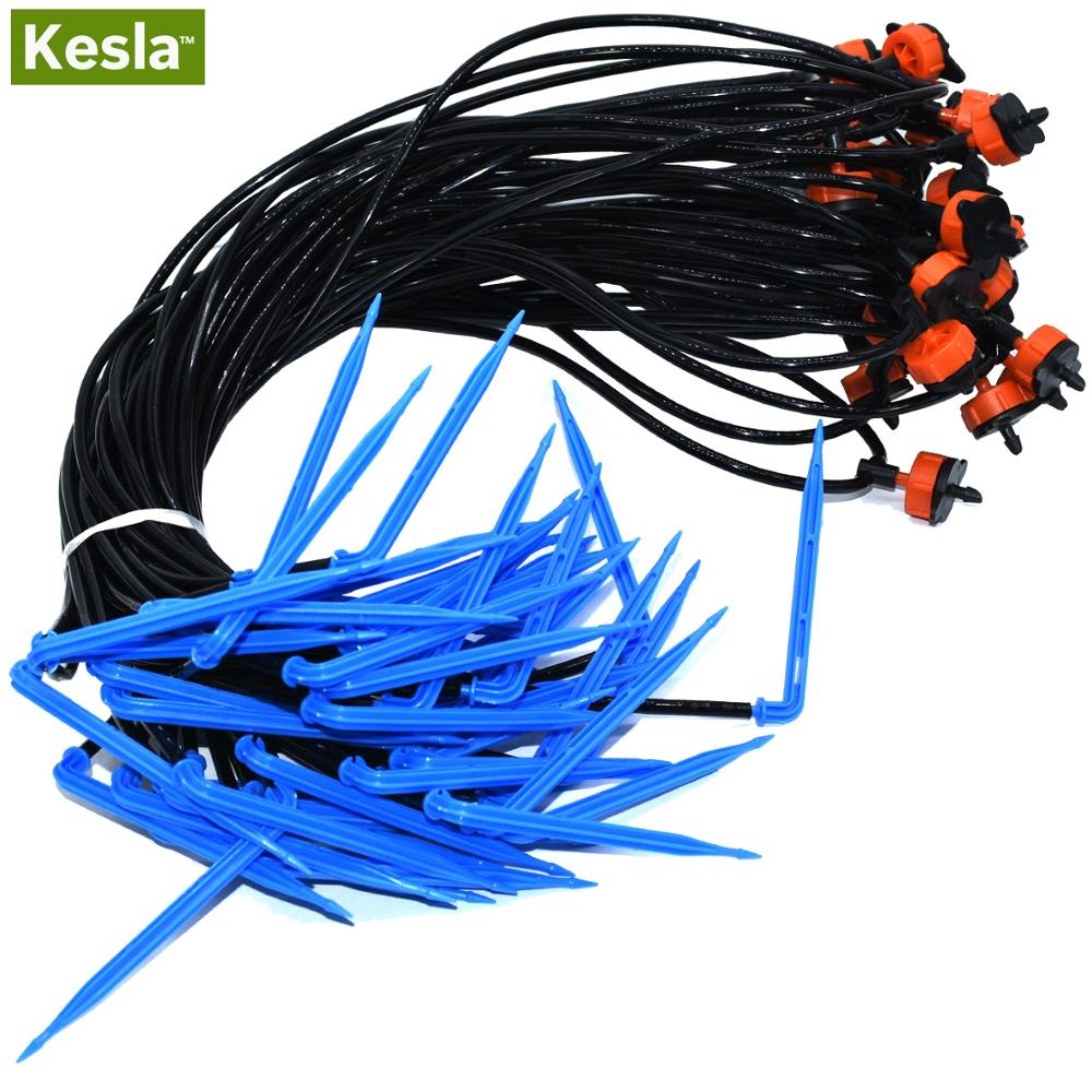 Sistema de riego por goteo para bonsái, conjunto de distribución de araña con 2 flechas de codo, gotero de 2 vías, emisores, Kits, 2L/H, 50 Uds.