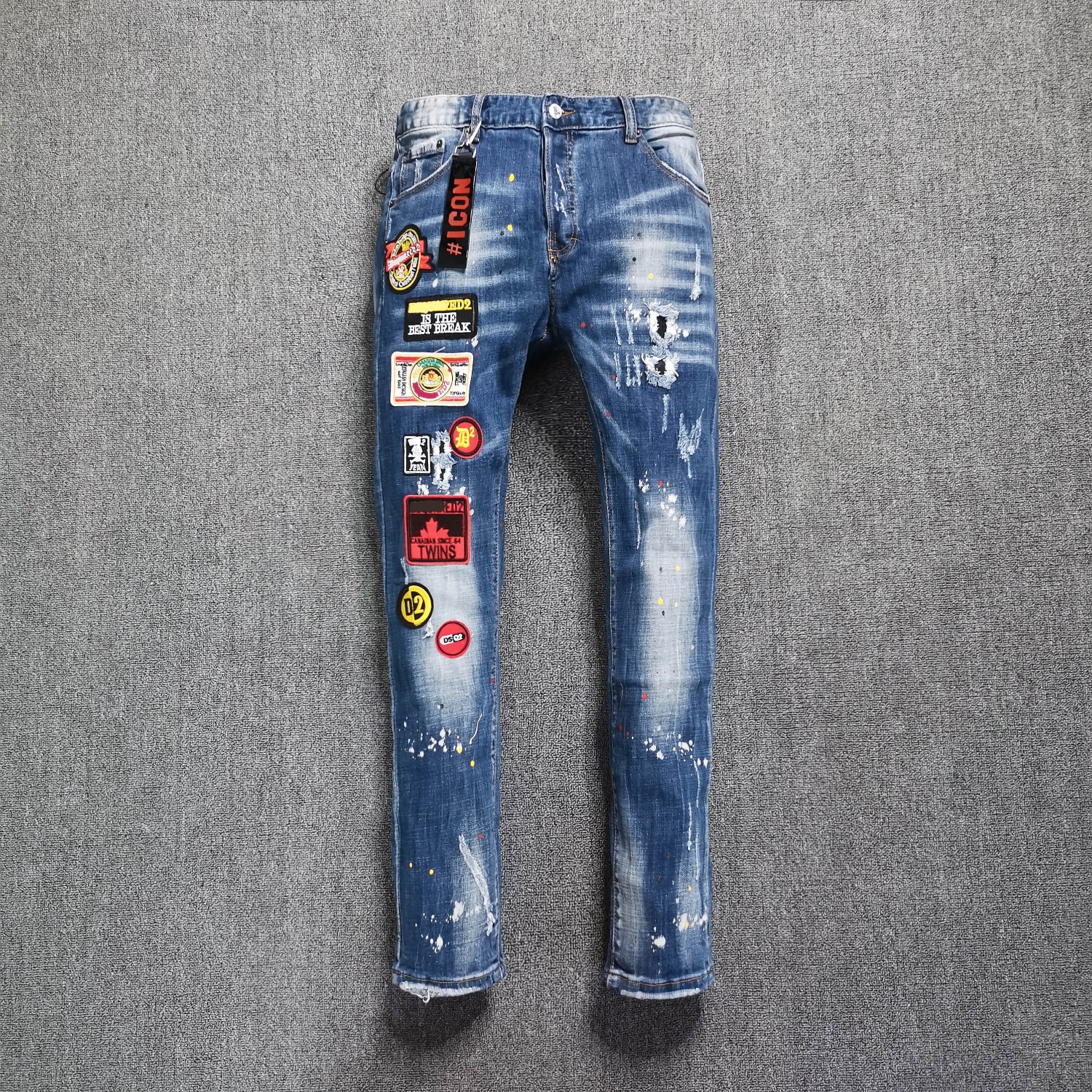 Vaqueros hombre efterår bootcut jeans til mænd slim fit stof stretch jeans blå stramme tiggerbukser pantalon homme: 34